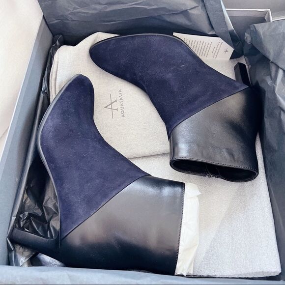 Aquatalia Dia Dress Suede/Calf Bootie Navy/black - Picture 6 of 12